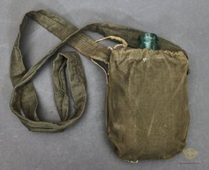 WWII Soviet Glass Canteen with Carrying Pouch