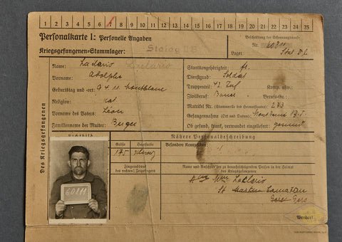 German Prisoner Registration Card for French POW — image 2
