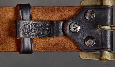 US Korean War Vintage Black Leather Combat Belt with Single Claw Buckle Set — image 6