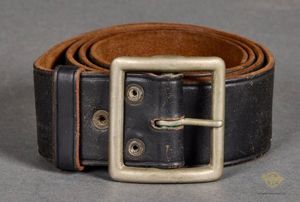 US Korean War Vintage Black Leather Combat Belt with Single …