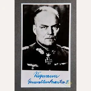 German WWII Signed Photo of Knights Cross Winner Reymann Hellmuth