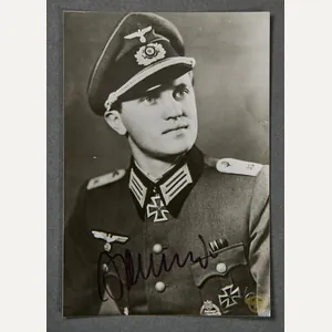 German WWII Signed Photo of Knights Cross Winner Reinhard Peters