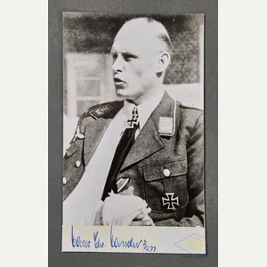 German WWII Signed Photo of Knights Cross Winner Hans Christian …