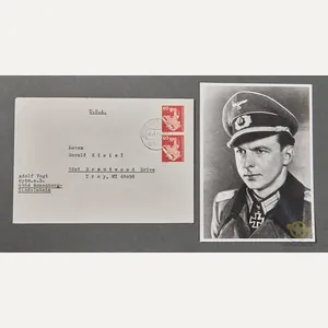 German WWII Signed Photo of Knights Cross Winner Adolf Vogt