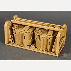 German WWII Set of Basket Drum Ammunition Cans with Carrier