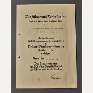 Police 8 Year Long Service Document