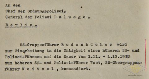 1938 Dated Document Hand Signed by Heinrich Himmler to Kurt Daluege — image 3