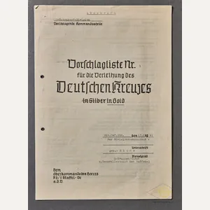 Award Recommendation for DKiG for SS Totenkopf Division Obersturmbannführer