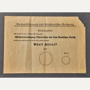 Voting Ballot to Agree with the Austrian Anschluss Referendum