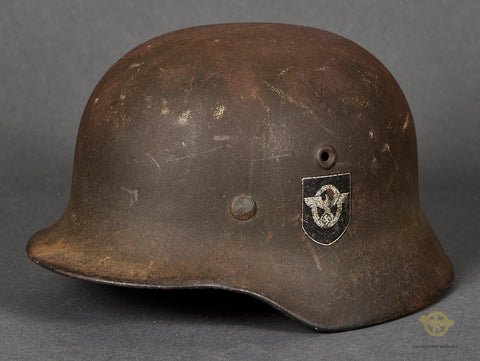 WWII German Police Model 1940 Double Decal Helmet, Veteran Family Acquired