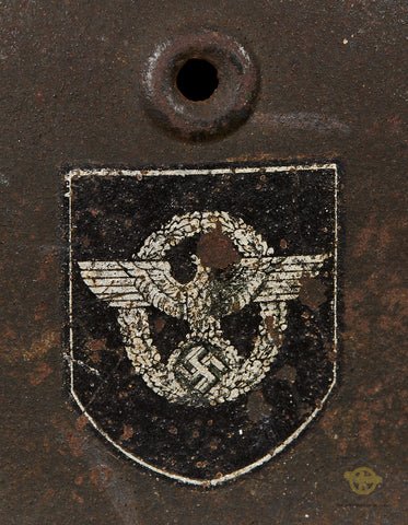 WWII German Police Model 1940 Double Decal Helmet, Veteran Family Acquired — image 3