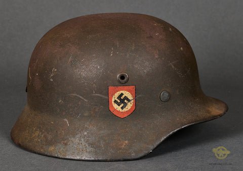 WWII German Police Model 1940 Double Decal Helmet, Veteran Family Acquired — image 5