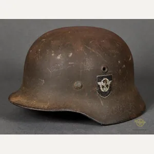 WWII German Police Model 1940 Double Decal Helmet, Veteran Family …
