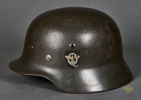 WWII German Police Model 1935 Double Decal Helmet — image 3