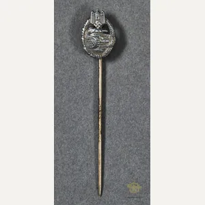 German WWII Tank Assault Stick Pin in Silver