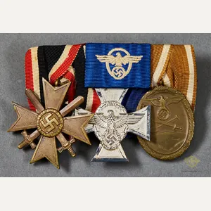 German WWII Three Medal Bar for Police