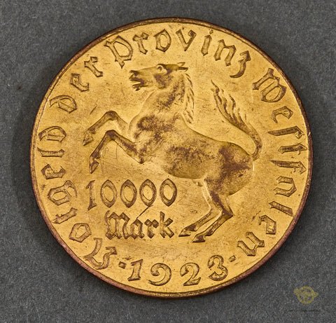 German 1923 Westphalia 10,000 Mark Notgeld Coin — image 2