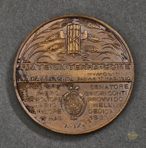 Italian Mussolini Commemorative Non Portable Medal — image 2