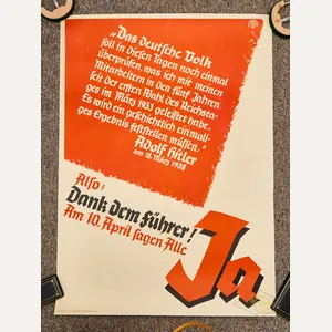 WWII German Vote for Hitler Propaganda Poster