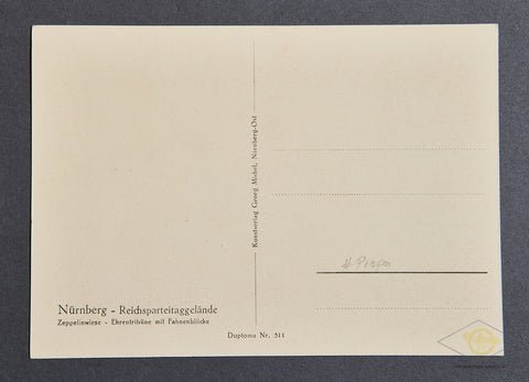 Original WW2 Colored German Postcard of Zeppelin Field Grandstand in Nürnberg — image 2