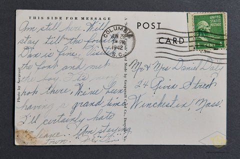 US WWII 1942 Dated Postcard — image 2