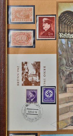 Framed Display of German Postage Stamps etc — image 2