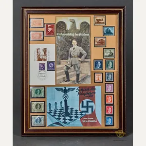 Framed Display of German Postage Stamps etc