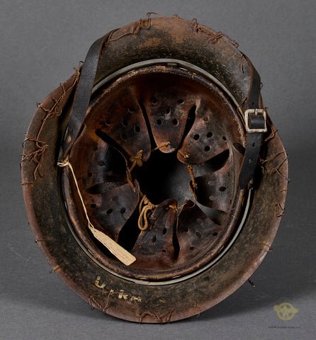 WWII German Luftwaffe Single Decal Helmet with Full Basket Chicken Wire — image 10