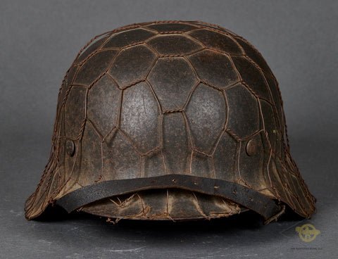 WWII German Luftwaffe Single Decal Helmet with Full Basket Chicken Wire — image 2