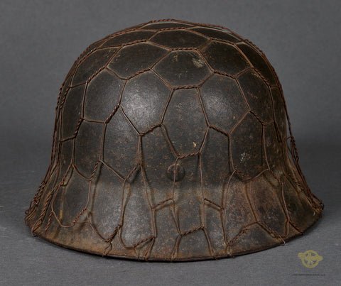 WWII German Luftwaffe Single Decal Helmet with Full Basket Chicken Wire — image 5
