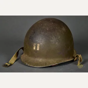 WWII US M-1 Helmet Named to a Captain