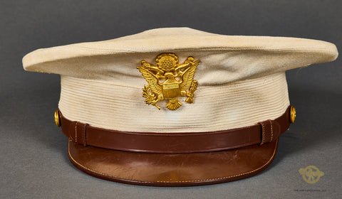 WWII Vintage US Officers Summer Visor Cap with Rain Cover — image 2