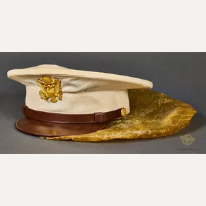 WWII Vintage US Officers Summer Visor Cap with Rain Cover
