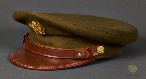 US Army WWII and Post War Enlisted Mans Visor Cap, Named — image 2