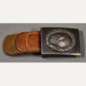 German WWII Luftwaffe Enlisted Man's Belt Buckle w/Tab DENAZIFIED