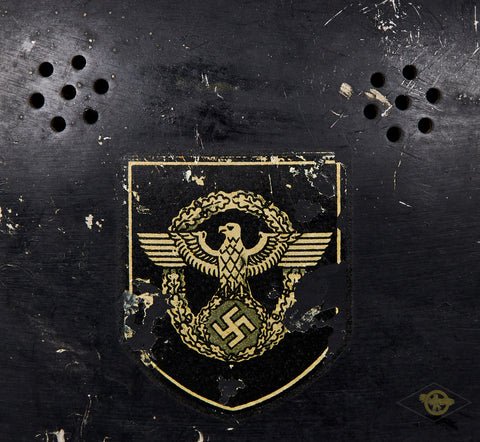 Third Reich Fire Police Model 1934 Double Decal Helmet — image 4
