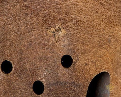 WWII German Model 1942 Camouflage Helmet with Battle Damage — image 10
