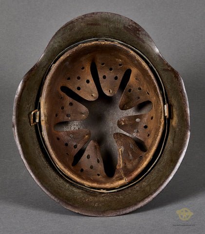 WWII German Model 1942 Camouflage Helmet with Battle Damage — image 8