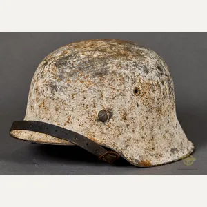 WWII German Model 1942 Whitewash Camouflage Helmet