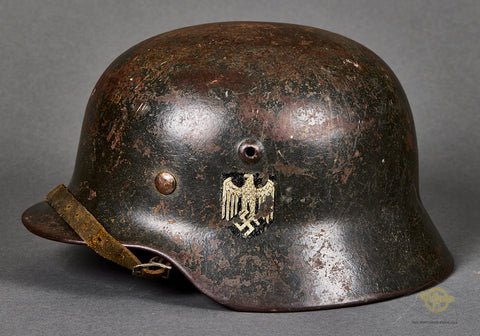 WWII German Army Model 1940 Single Decal Combat Helmet — image 10