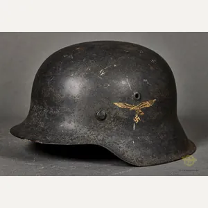 WWII German Luftwaffe Model 1942 Single Decal Combat Helmet