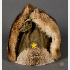 Japanese WWII Army Officer's Late War Winter Fur Cap