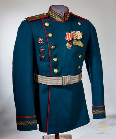 WWII Soviet Russian Red Army Generals Victory Parade Tunic, Visor Cap and Brocade Belt — image 4