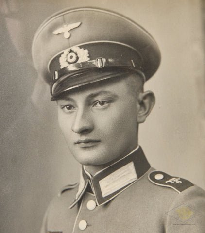 German WWII Original Photo of Heer Soldier in Original Brass Frame — image 2