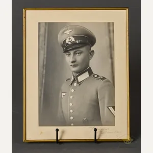 German WWII Original Photo of Heer Soldier in Original Brass …