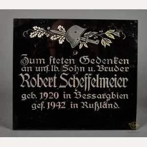 German Marble Memorial Plaque for Fallen Soldier