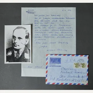 German WWII Signed Photo of Knights Cross Winner Hans Klaus