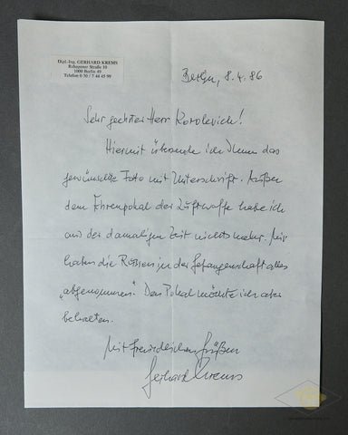 German WWII Signed Photo of Knights Cross Winner Gerhard Krems — image 5