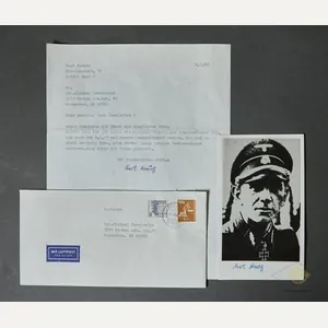 German WWII Signed Photo of Knights Cross Winner Karl Kreutz