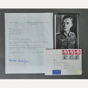 German WWII Signed Photo of Knights Cross Winner Werner Krieger